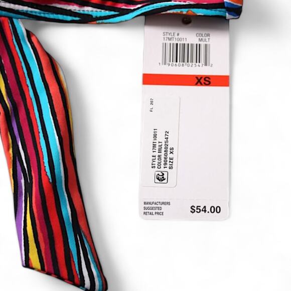 Anne Cole Halter Bikini Top Pick Up Stix Multicolor Swimwear Adjustable Size XS - Picture 8 of 11